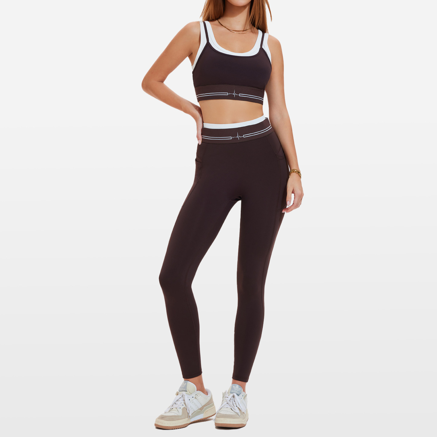 Women Contrast Color 2 Piece Compression Sportswear Fitness Bra Tank Top Butt Lift Leggings Ladies Fitness Yoga Set-TCK50770