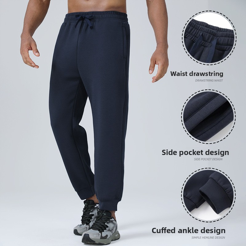 Autumn and Winter New Leisure Tappered Sweatpants Cotton Knit Breathable Fabric Basketball Fitness Loose Track Pants