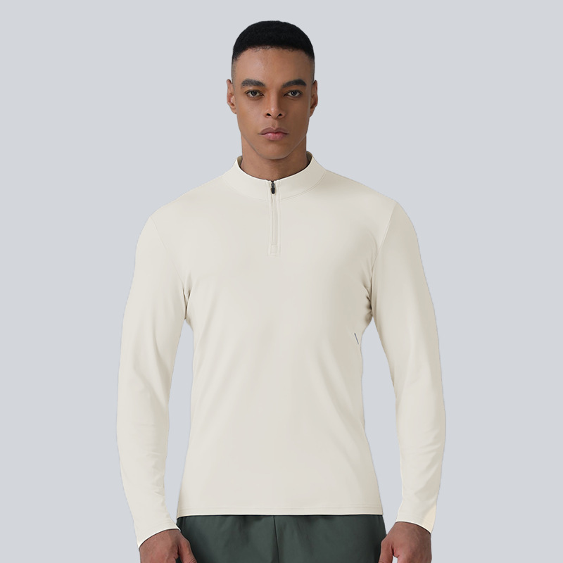 Autumn Winter Men's Stand Collar Zipper Top New Outdoor Running Fitness Long Sleeve Sports Casual Elastic Slim Fit Long Sleeve