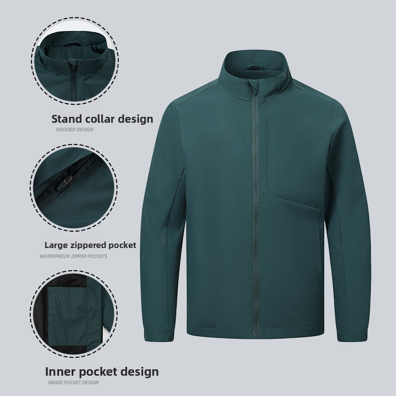 Breathable Water-Resistant Commuter Jacket Lightweight Windproof Coat Outdoor Commuter Dual-Use Functional Top