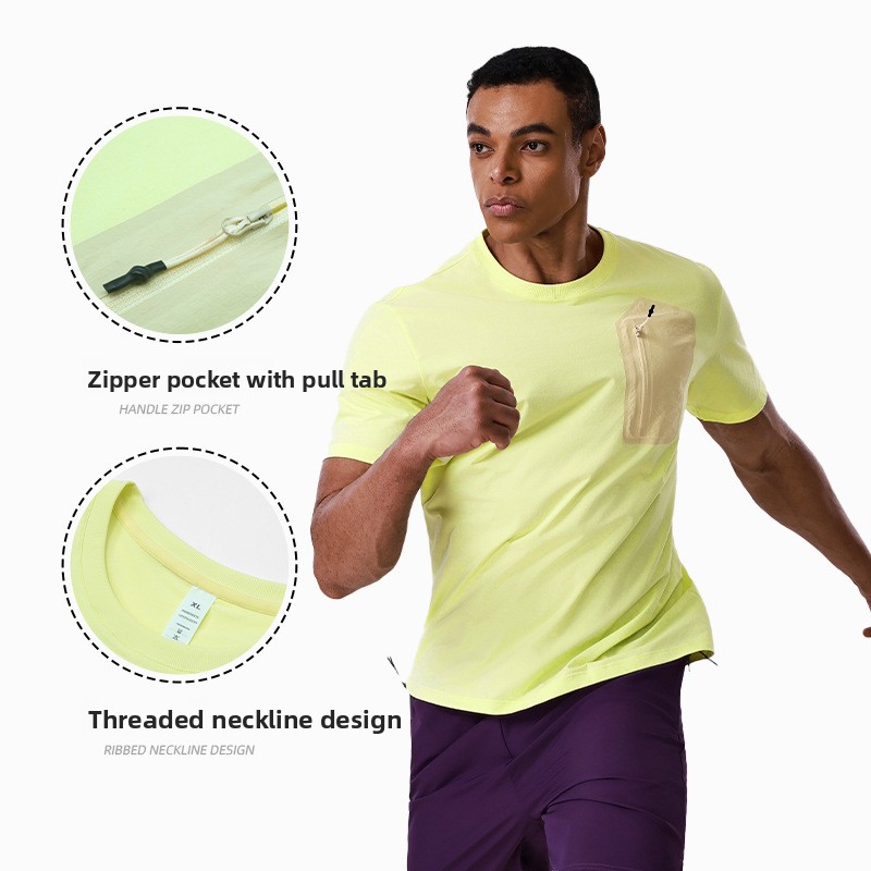 New Bird House sports outdoor quick-dry short-sleeve men's anti-UV quick-dry T-shirt with zipper pocket short top for men