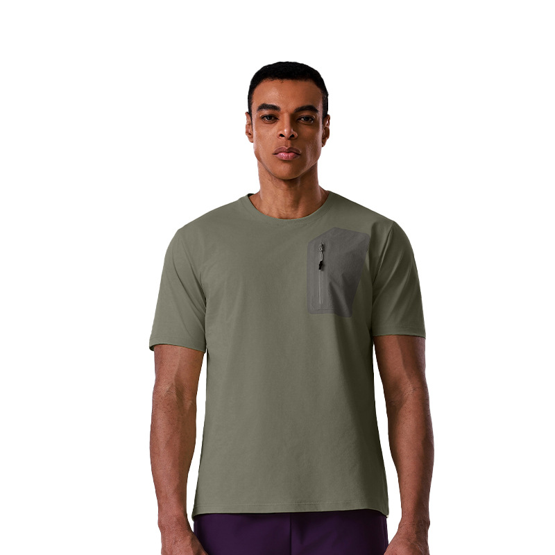 New Bird House sports outdoor quick-dry short-sleeve men's anti-UV quick-dry T-shirt with zipper pocket short top for men