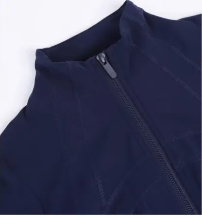 China Factory Soft Fitness Sports Top Long Sleeve Slimming Running Gym Jacket Solid Color Plus Size Lulu Yoga Jacket for Woman