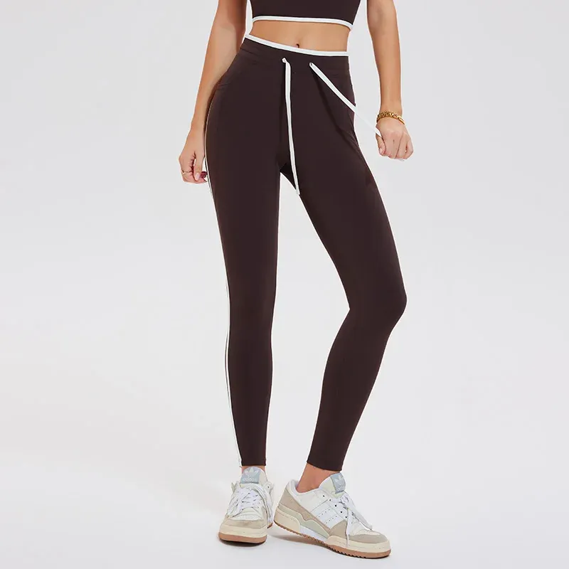 Spandex Gym Clothings Double V Shape Butt Hips Lifting Contrast Color Yoga Pants Workout Wear Women Gym Yoga Leggings