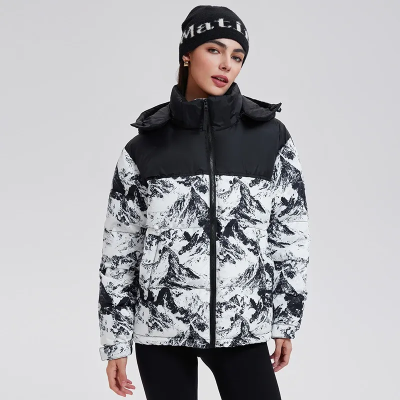 Unisex Warm Down Jacket Coat Stand Collar Zipper Closure With Hooded Winter Filling Duck Down Men's Puffer Down Jacket