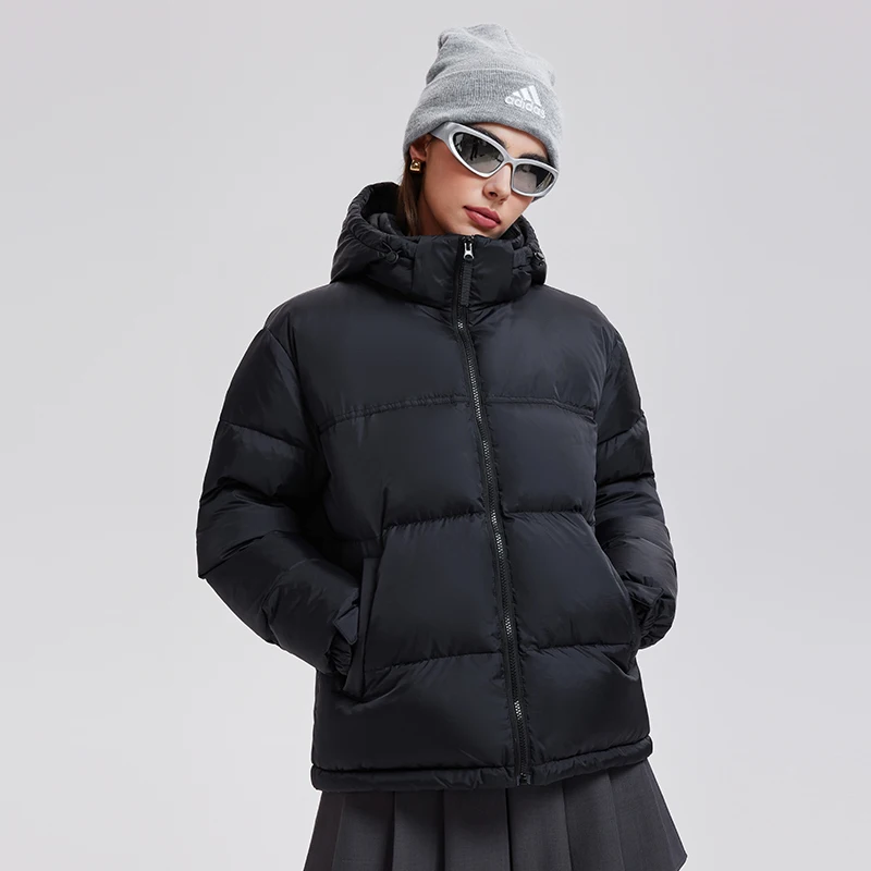 Unisex Warm Down Jacket Coat Stand Collar Zipper Closure With Hooded Winter Filling Duck Down Men's Puffer Down Jacket
