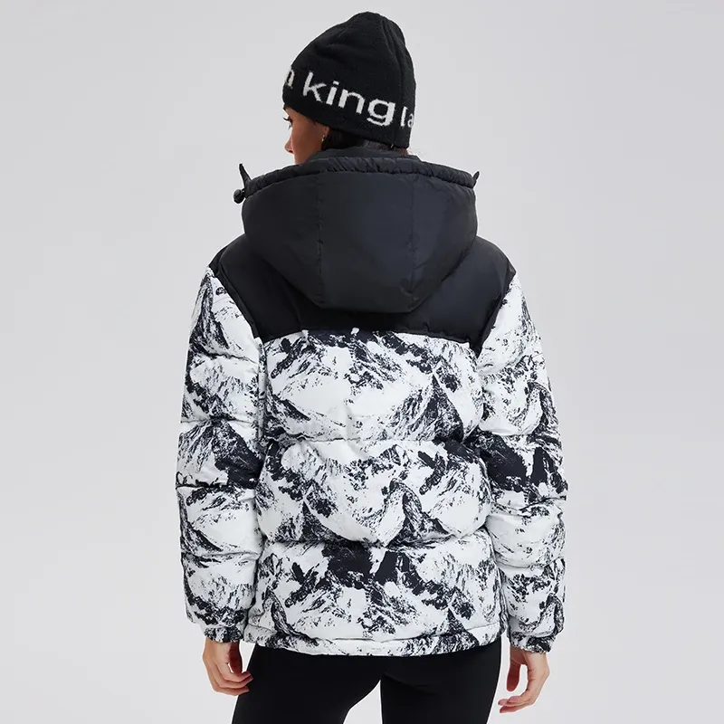 Unisex Warm Down Jacket Coat Stand Collar Zipper Closure With Hooded Winter Filling Duck Down Men's Puffer Down Jacket