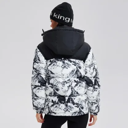 Unisex Warm Down Jacket Coat Stand Collar Zipper Closure With Hooded Winter Filling Duck Down Men's Puffer Down Jacket