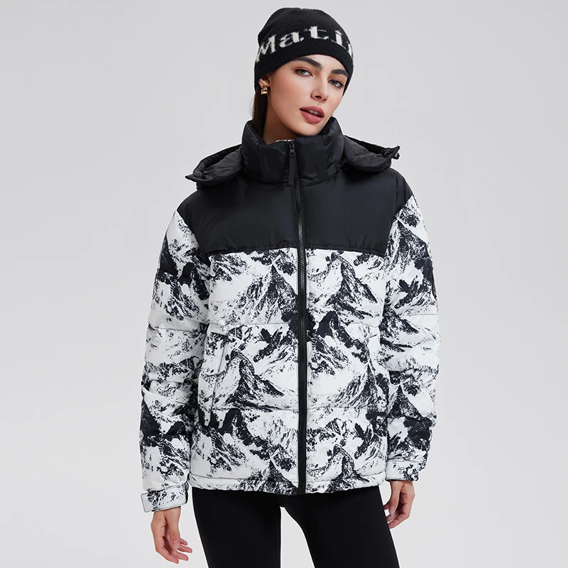 Unisex Warm Down Jacket Coat Stand Collar Zipper Closure With Hooded Winter Filling Duck Down Men's Puffer Down Jacket