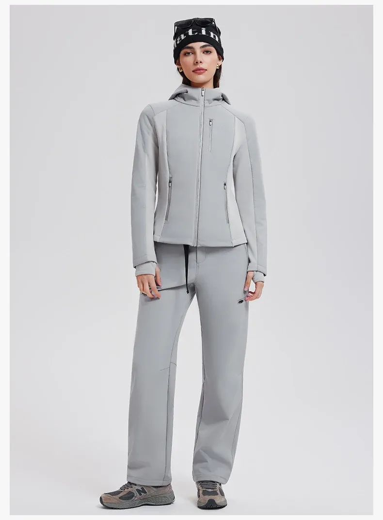 3-in-1 High Quality Thickened Warm Set Knitted Underpants Velvet Vest and Duck Down Jacket Set for Women Outdoor