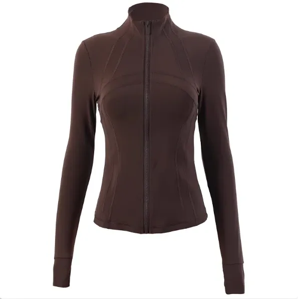 China Factory Soft Fitness Sports Top Long Sleeve Slimming Running Gym Jacket Solid Color Plus Size Lulu Yoga Jacket for Woman