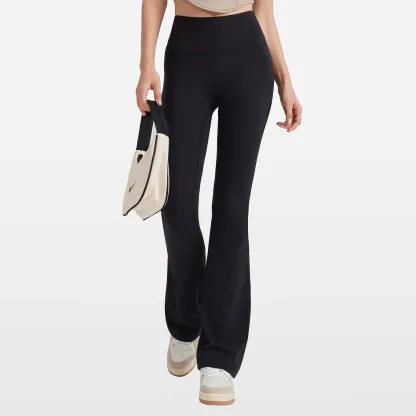 Women's High Waist Peach Butt Lifting Yoga Flare Pants Quick-Drying Nude Slimming Fitness Wide Leg Pants Solid Print