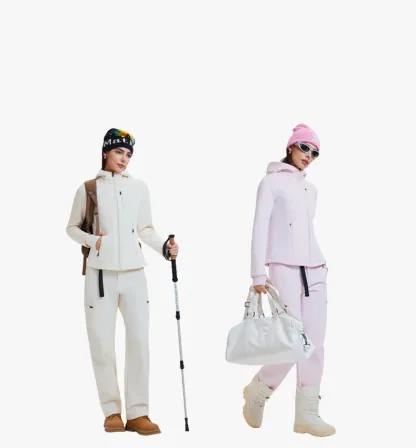 3-in-1 High Quality Thickened Warm Set Knitted Underpants Velvet Vest and Duck Down Jacket Set for Women Outdoor