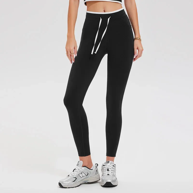 Spandex Gym Clothings Double V Shape Butt Hips Lifting Contrast Color 