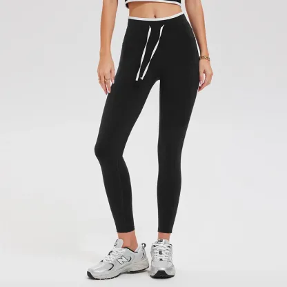 Spandex Gym Clothings Double V Shape Butt Hips Lifting Contrast Color Yoga Pants Workout Wear Women Gym Yoga Leggings