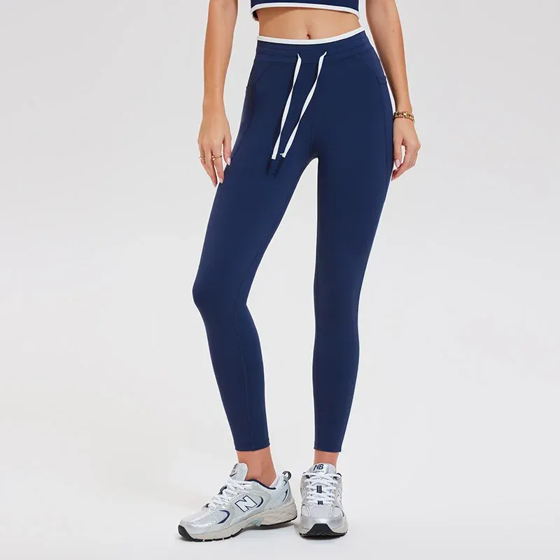 Spandex Gym Clothings Double V Shape Butt Hips Lifting Contrast Color Yoga Pants Workout Wear Women Gym Yoga Leggings