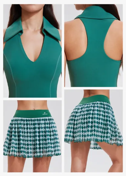 220gsm Pickleball Padel 2 Piece Sport Bra Skirts Set With Shorts Gym Fitness Custom Workout Clothing Skort Tennis Wear for Women