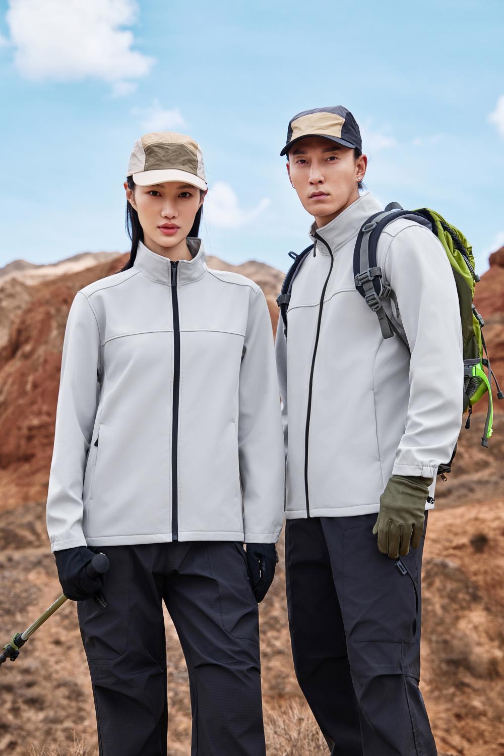 Mock-neck softshell fleece jacket