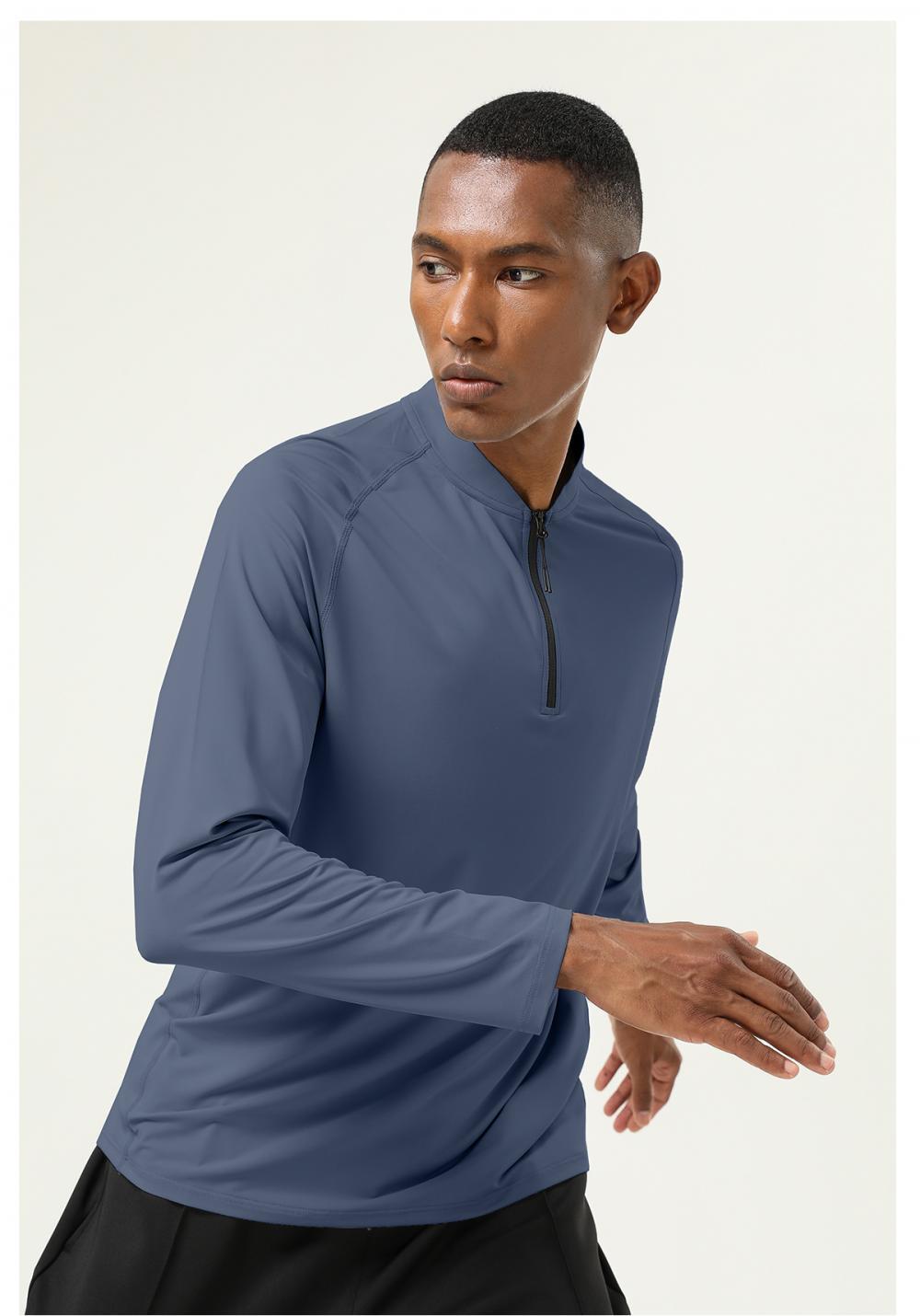 Half-open chest long-sleeved T-shirt 16849