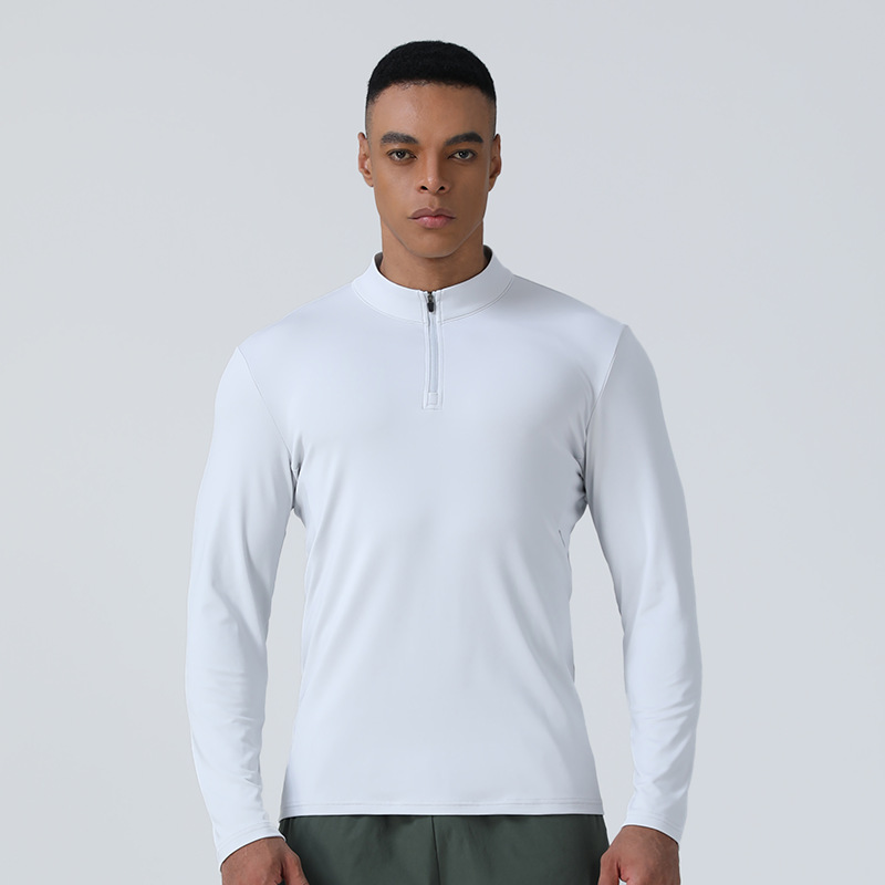 Autumn Winter Men's Stand Collar Zipper Top New Outdoor Running Fitness Long Sleeve Sports Casual Elastic Slim Fit Long Sleeve