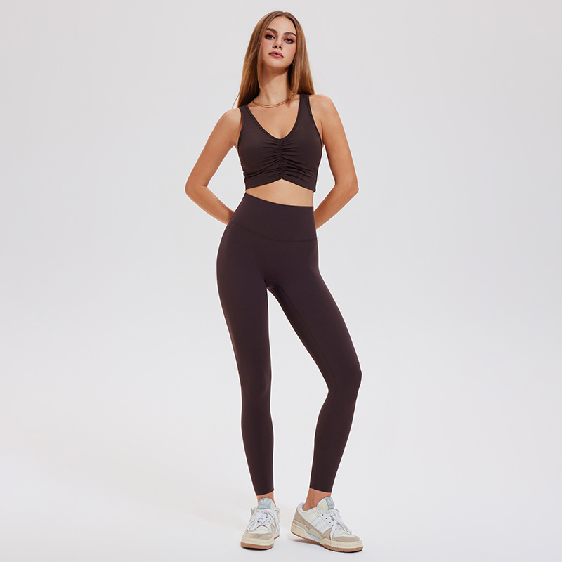 Gym Clothing Scrunch Sports Bra Yoga Leggings Pocket Activewear Breathable 2 Piece Women Workout Set-ZB2