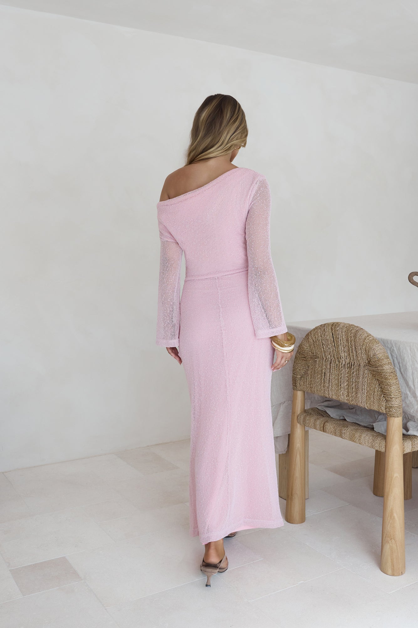 Cool Daze Long Sleeve Knit Maxi Dress Pink-Roy Dress