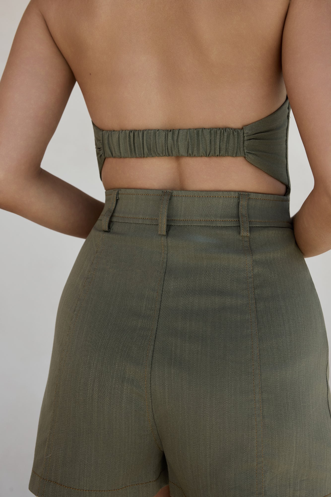 Arizona Halter Playsuit Khaki-Roy Dress