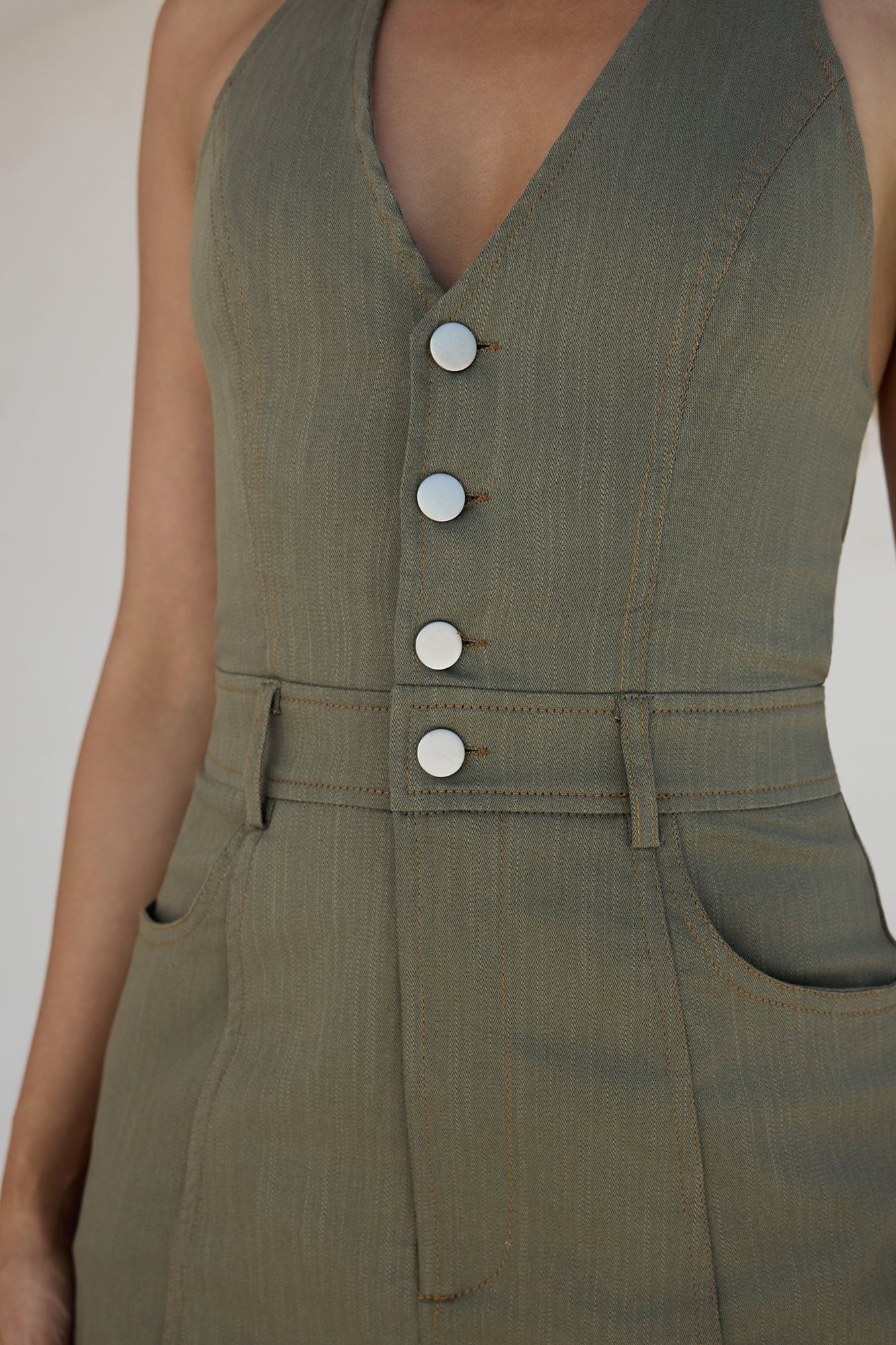 Arizona Halter Playsuit Khaki-Roy Dress