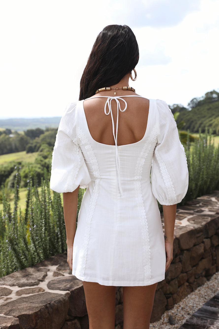 Crashing Into You Dress White-Roy Dress