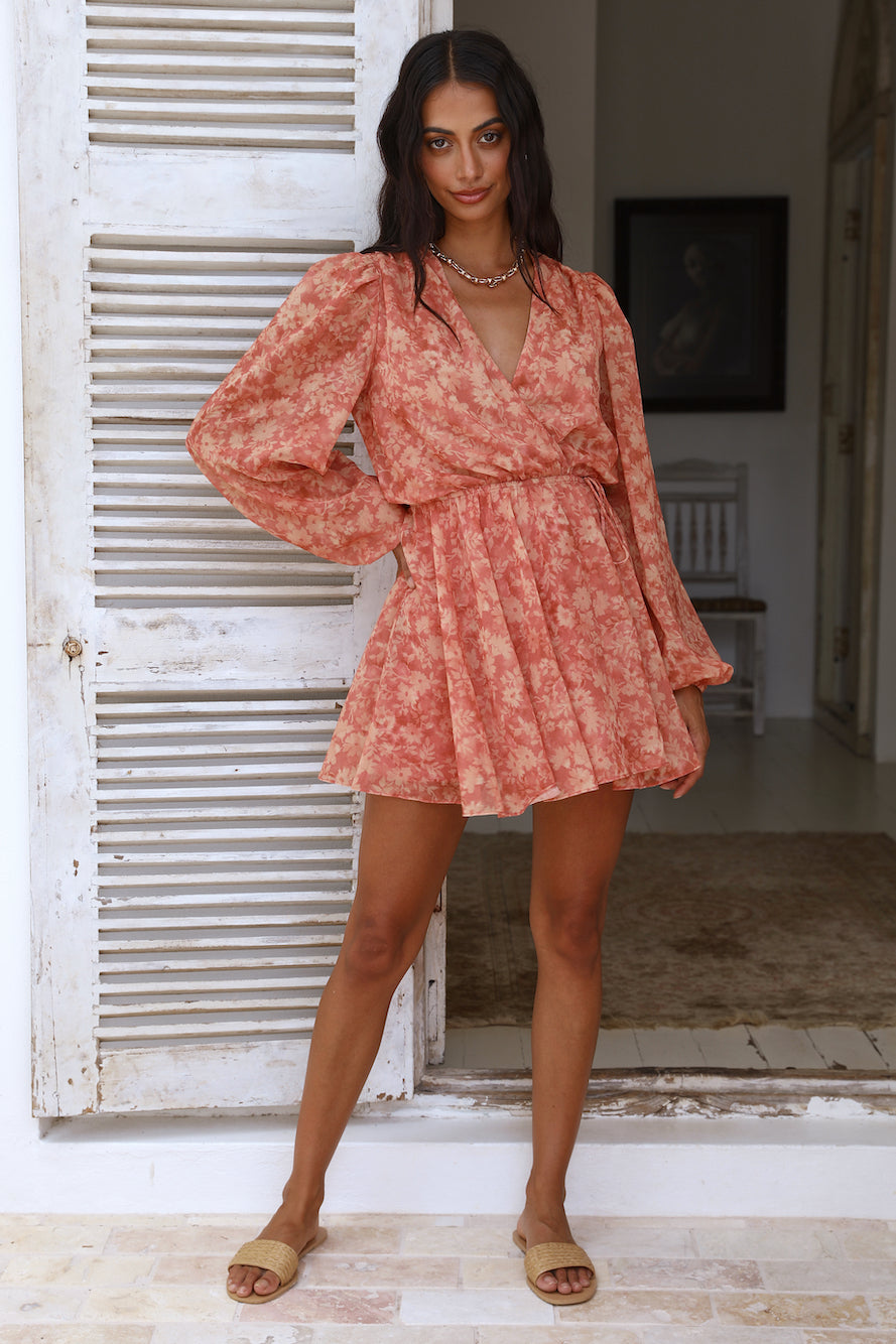 FINDERS KEEPERS Peppa Long Sleeve Dress Peach Harvest-Roy Dress