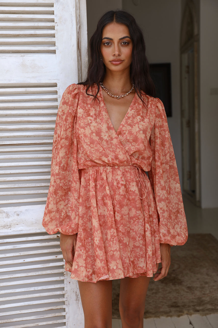 FINDERS KEEPERS Peppa Long Sleeve Dress Peach Harvest-Roy Dress