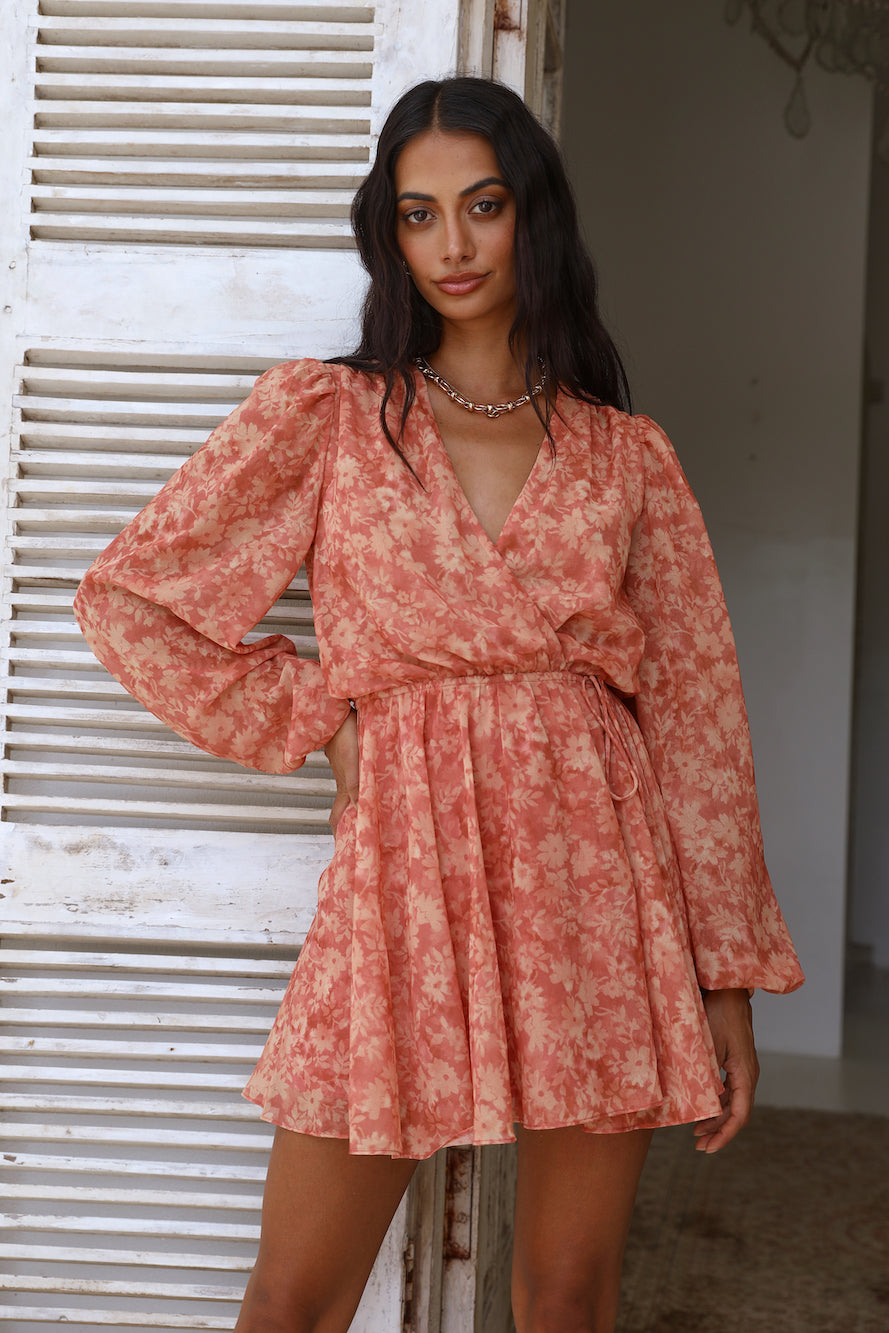 FINDERS KEEPERS Peppa Long Sleeve Dress Peach Harvest-Roy Dress