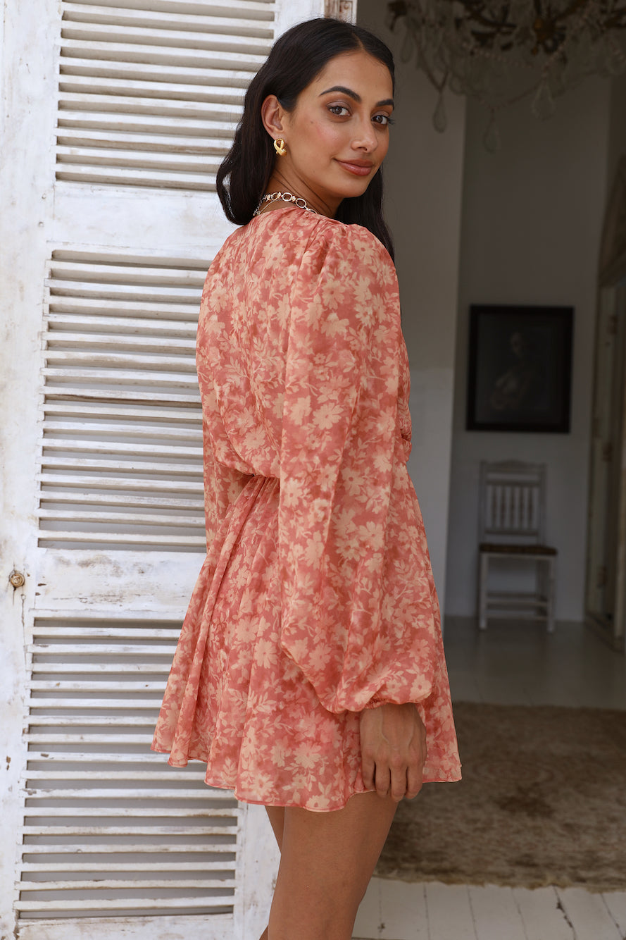 FINDERS KEEPERS Peppa Long Sleeve Dress Peach Harvest-Roy Dress