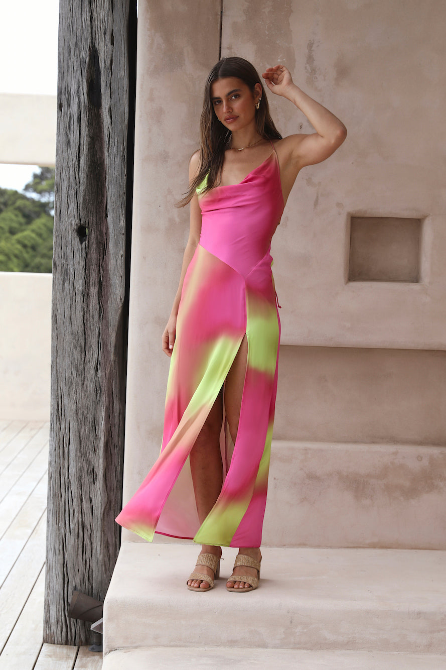 THE WOLF GANG Makena Maxi Dress Pink-Roy Dress