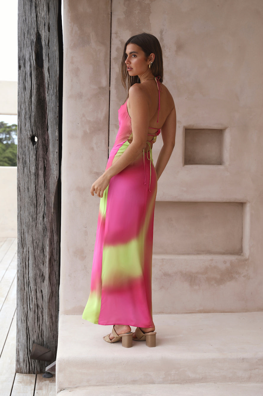 THE WOLF GANG Makena Maxi Dress Pink-Roy Dress