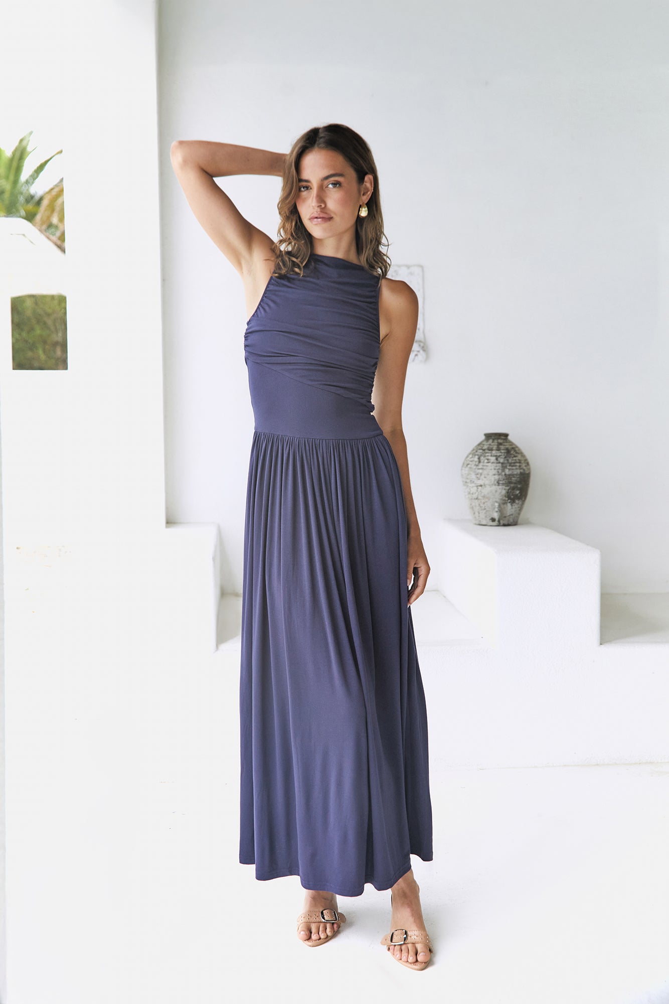 Nalla Maxi Dress Navy-Roy Dress