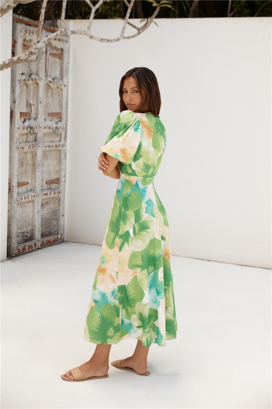 Jungle Adventure Maxi Dress Green-Roy Dress