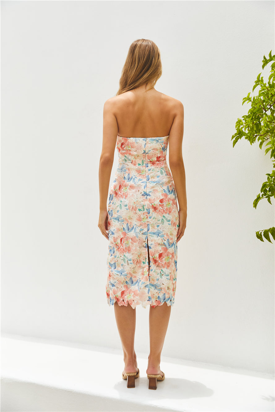 Island Dreams Strapless Midi Dress Peach-Roy Dress