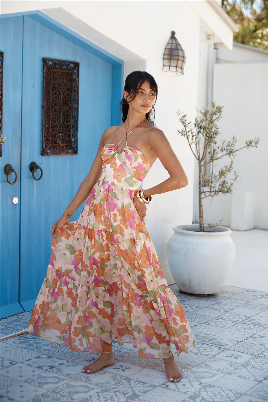 Summer Oasis Halter Maxi Dress Pink-Roy Dress