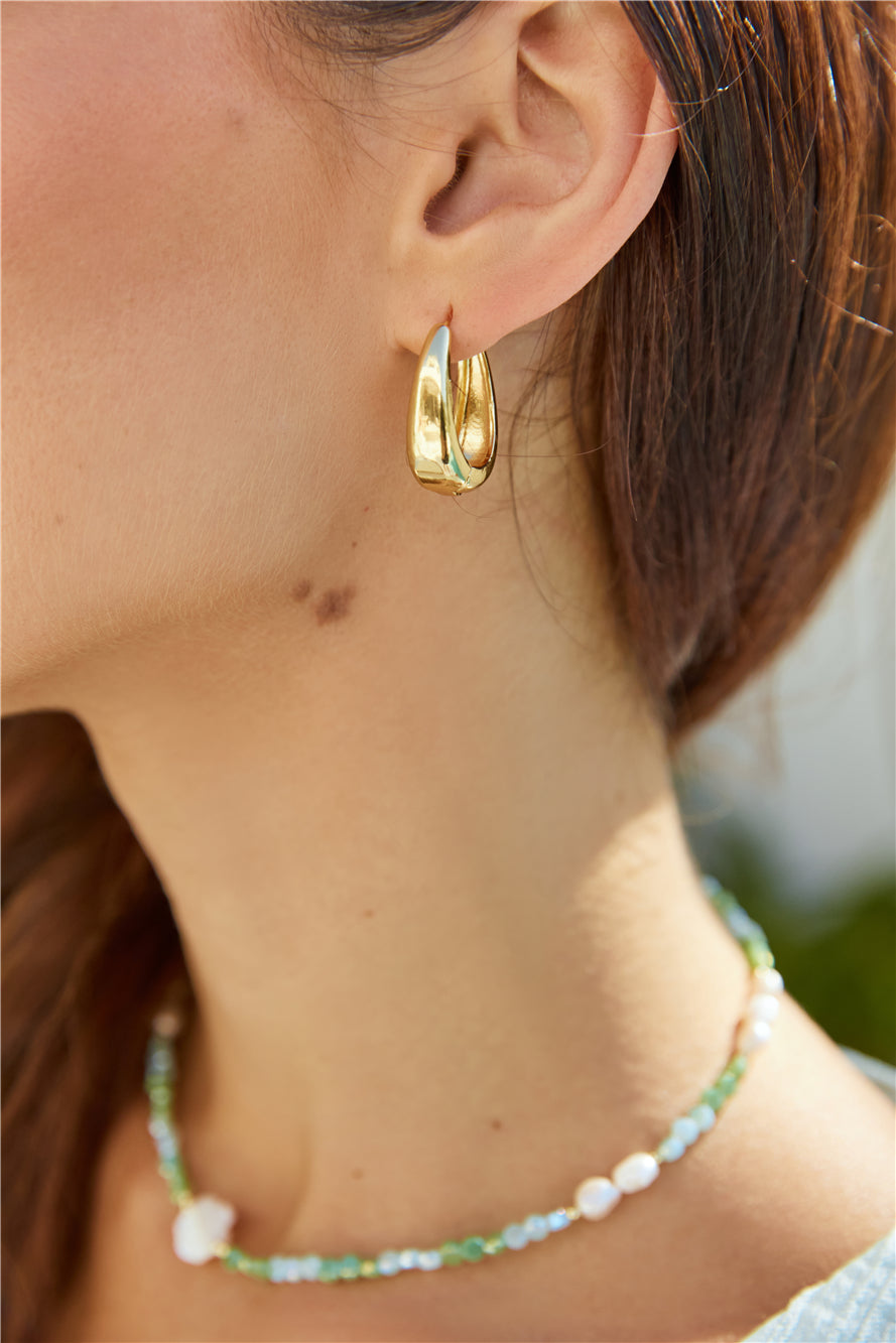 18k Gold Plated Lagoon Dip Hoop Earrings Gold-Roy Dress