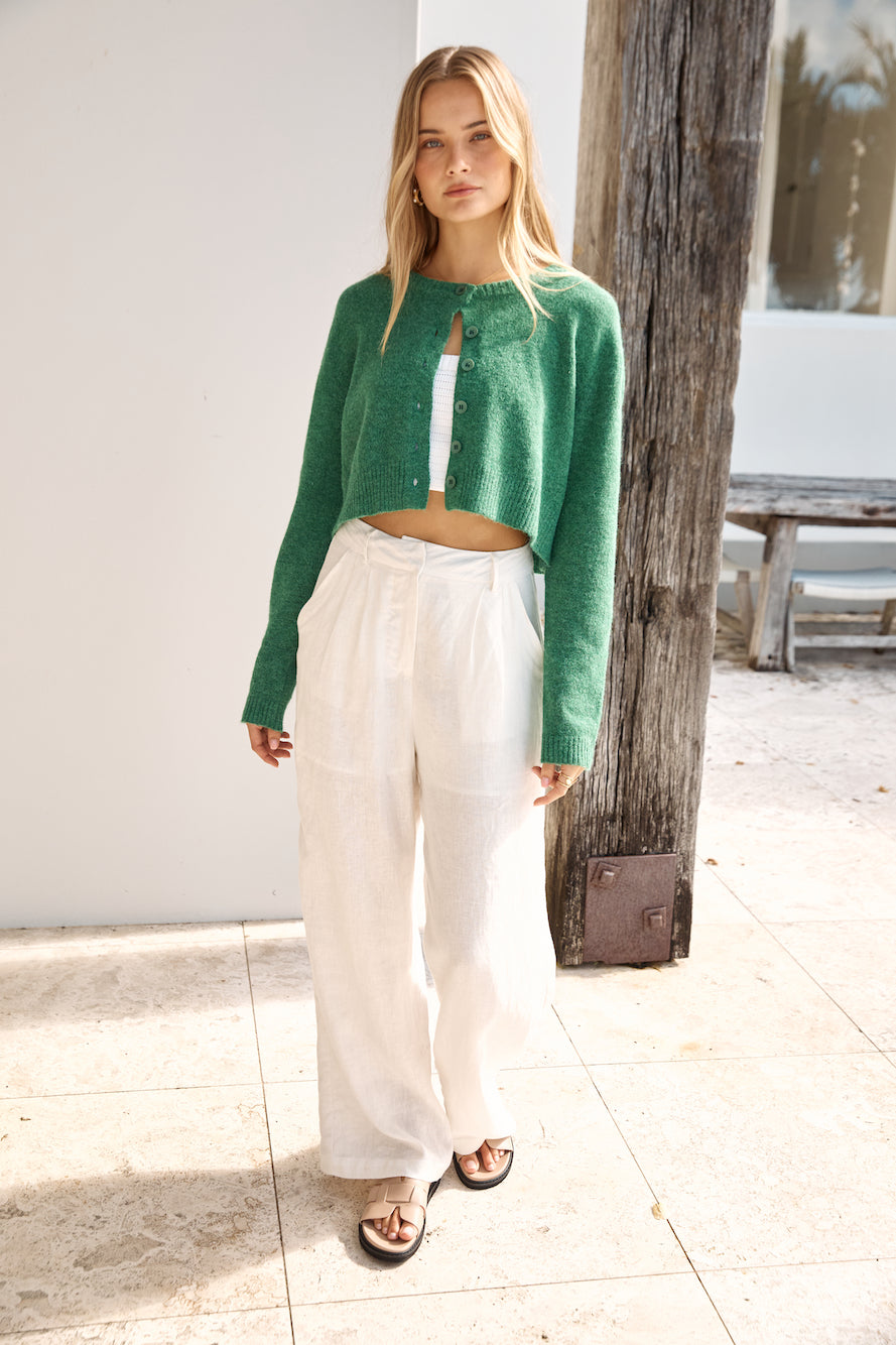 Soft Touch Wool Blend Cardigan Green-Roy Dress