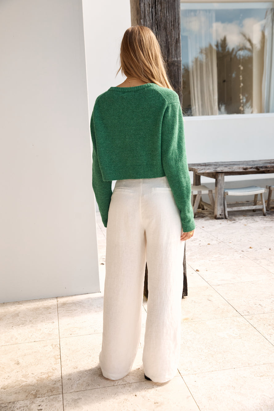 Soft Touch Wool Blend Cardigan Green-Roy Dress