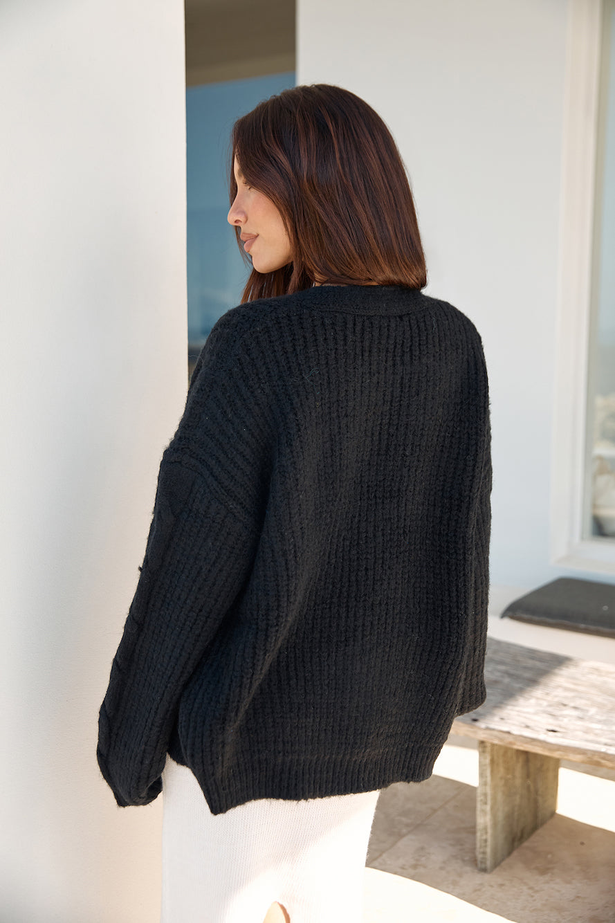 Camp Fire Stories Knit Cardigan Black-Roy Dress