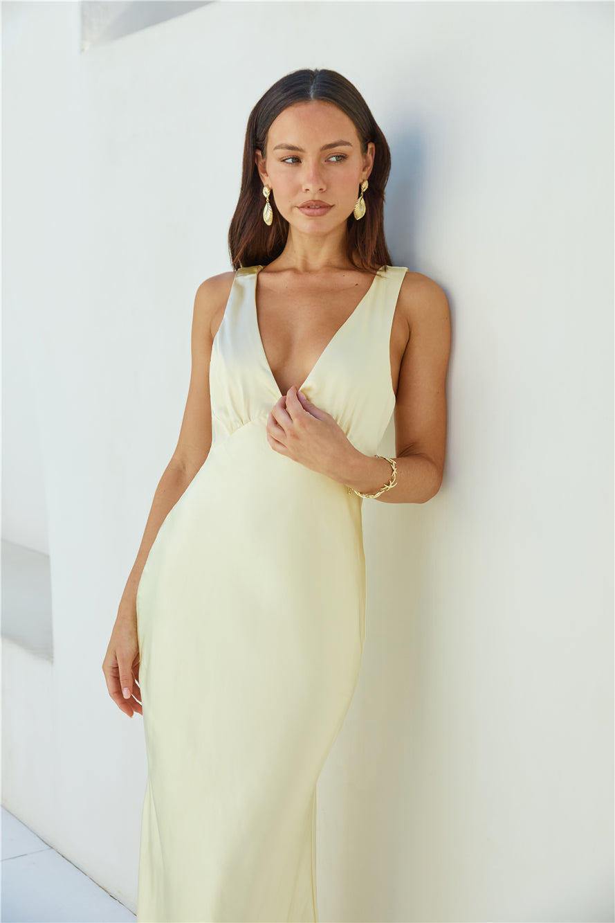 Cheers To You Satin Maxi Dress Yellow-Roy Dress