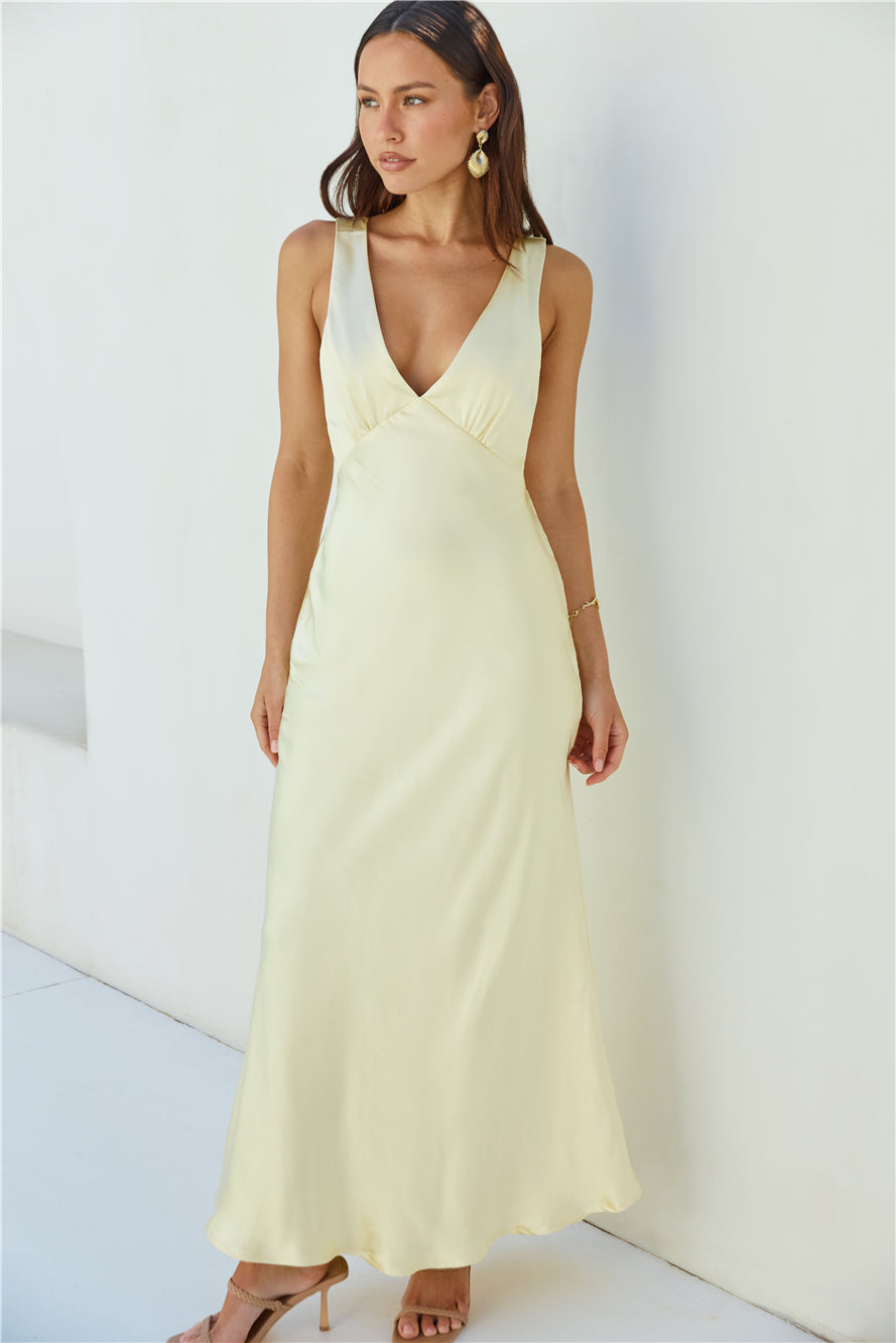 Cheers To You Satin Maxi Dress Yellow-Roy Dress