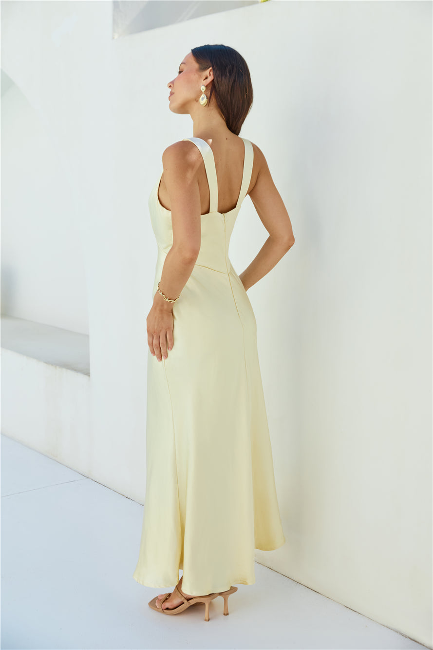 Cheers To You Satin Maxi Dress Yellow-Roy Dress