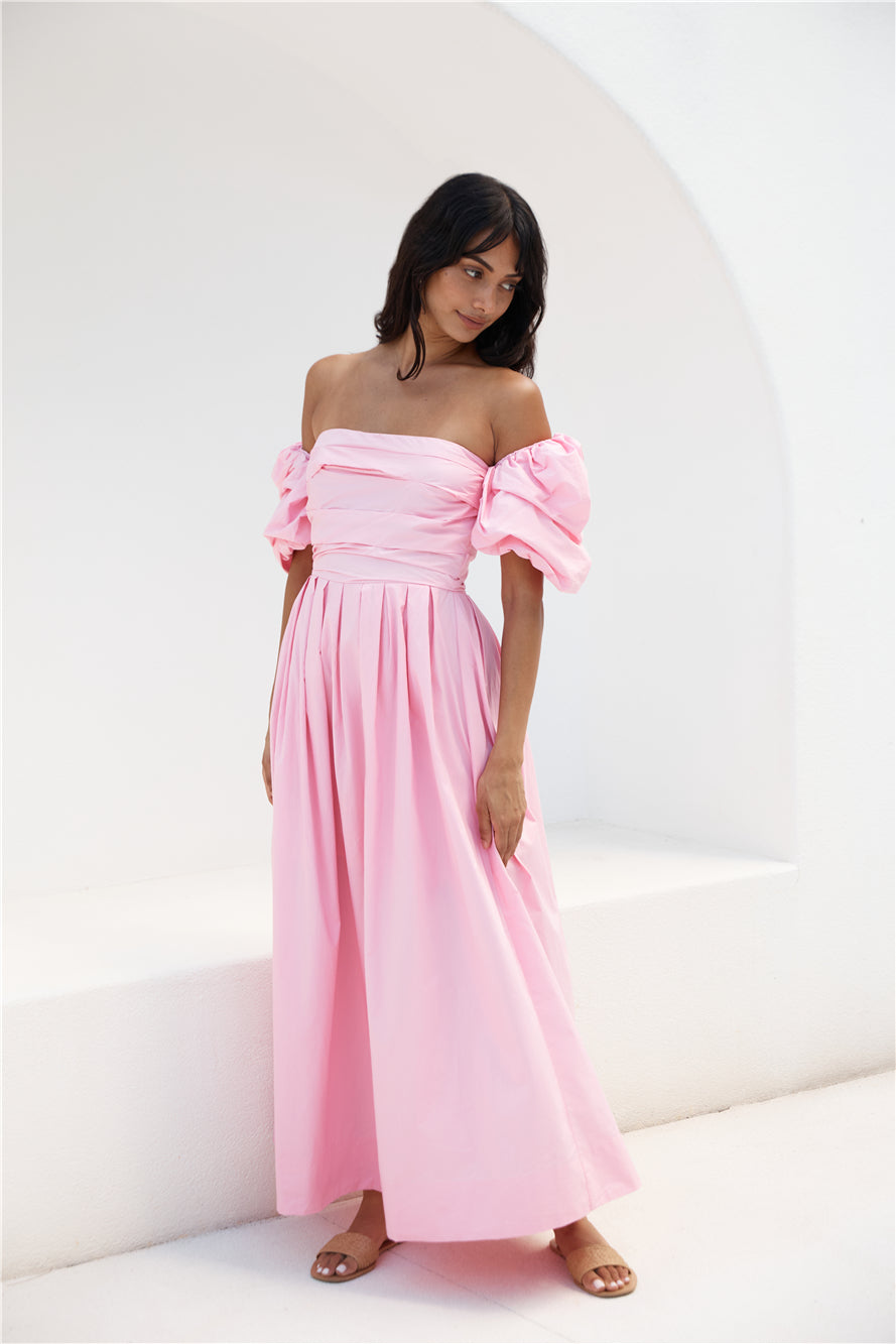 Bella Off-Shoulder Maxi Dress Pink-Roy Dress