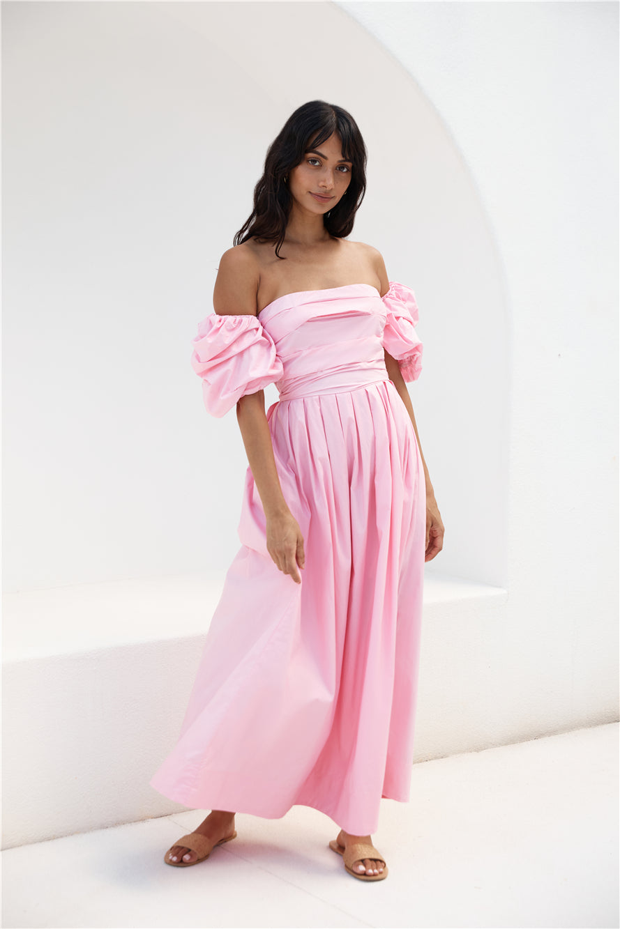 Bella Off-Shoulder Maxi Dress Pink-Roy Dress