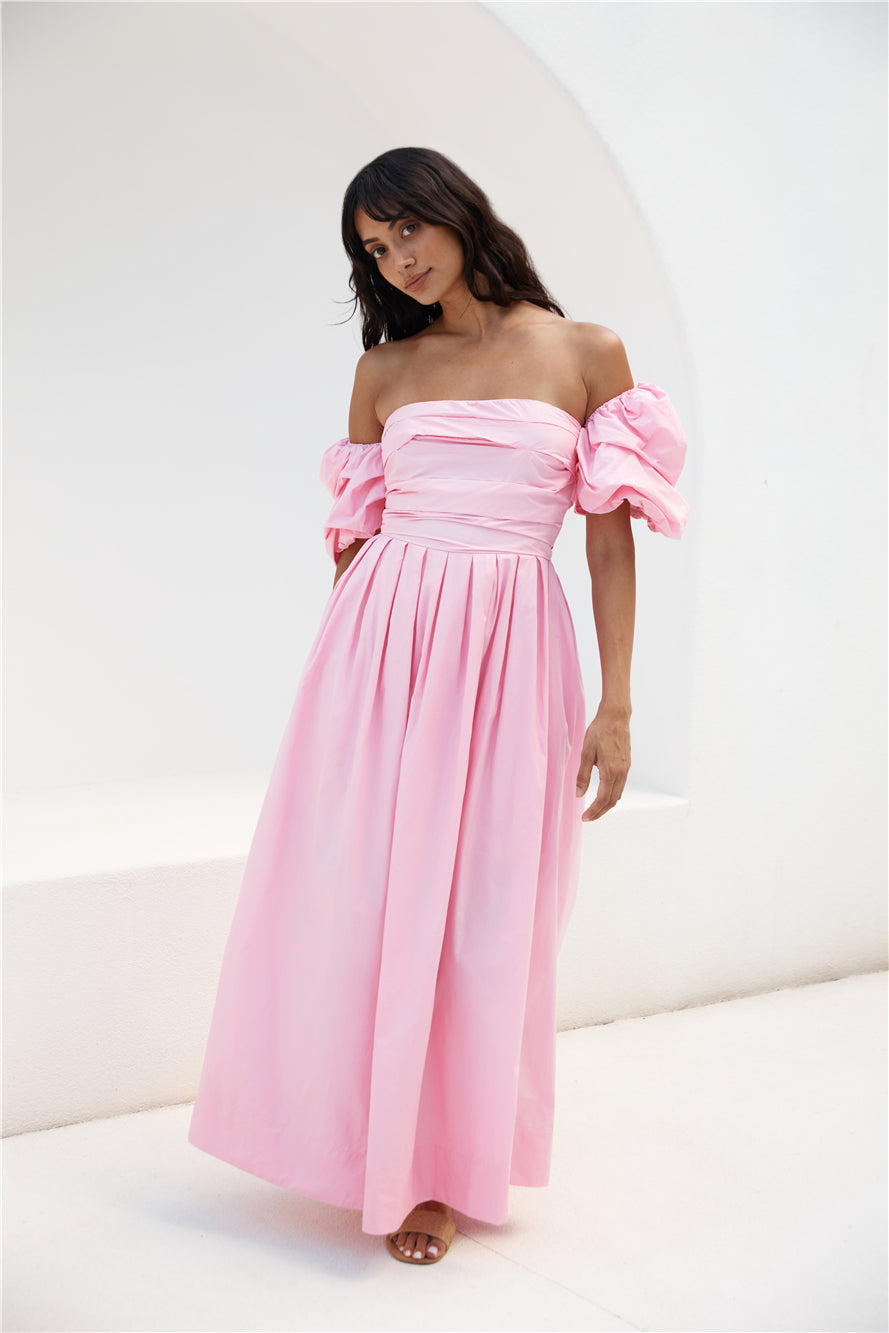 Bella Off-Shoulder Maxi Dress Pink-Roy Dress