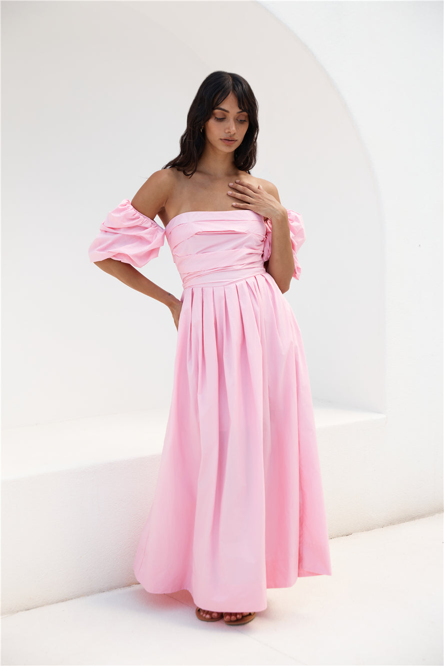 Bella Off-Shoulder Maxi Dress Pink-Roy Dress
